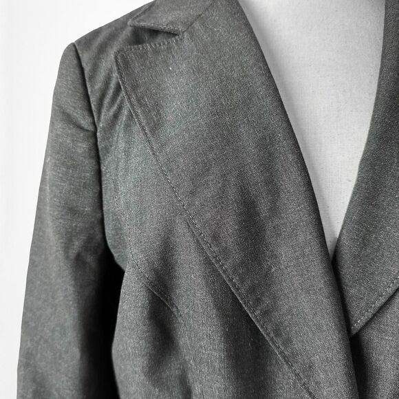 Vintage Y2K Gray Wool Blend Padded Shoulder Button Front Blazer Jacket Size 12/L - Picture 6 of 6